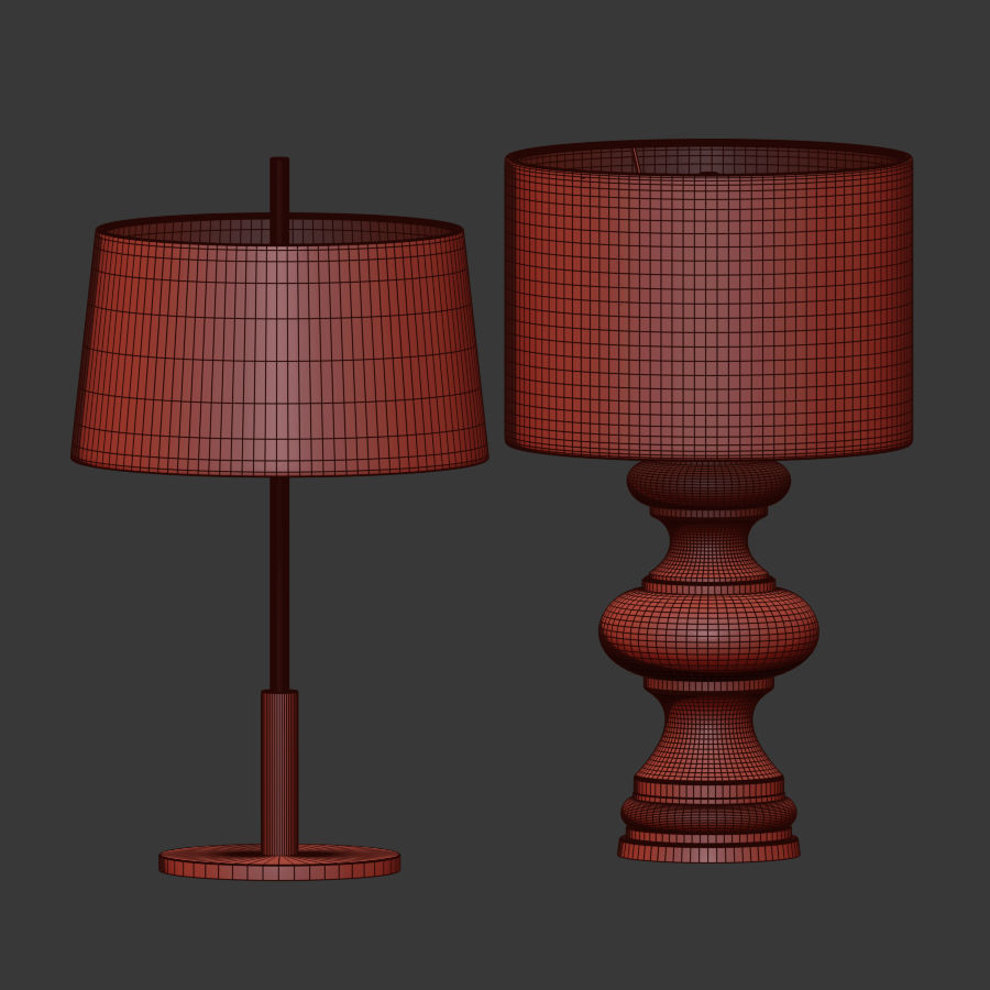 5 Table Lamps Set 1 3D model_4