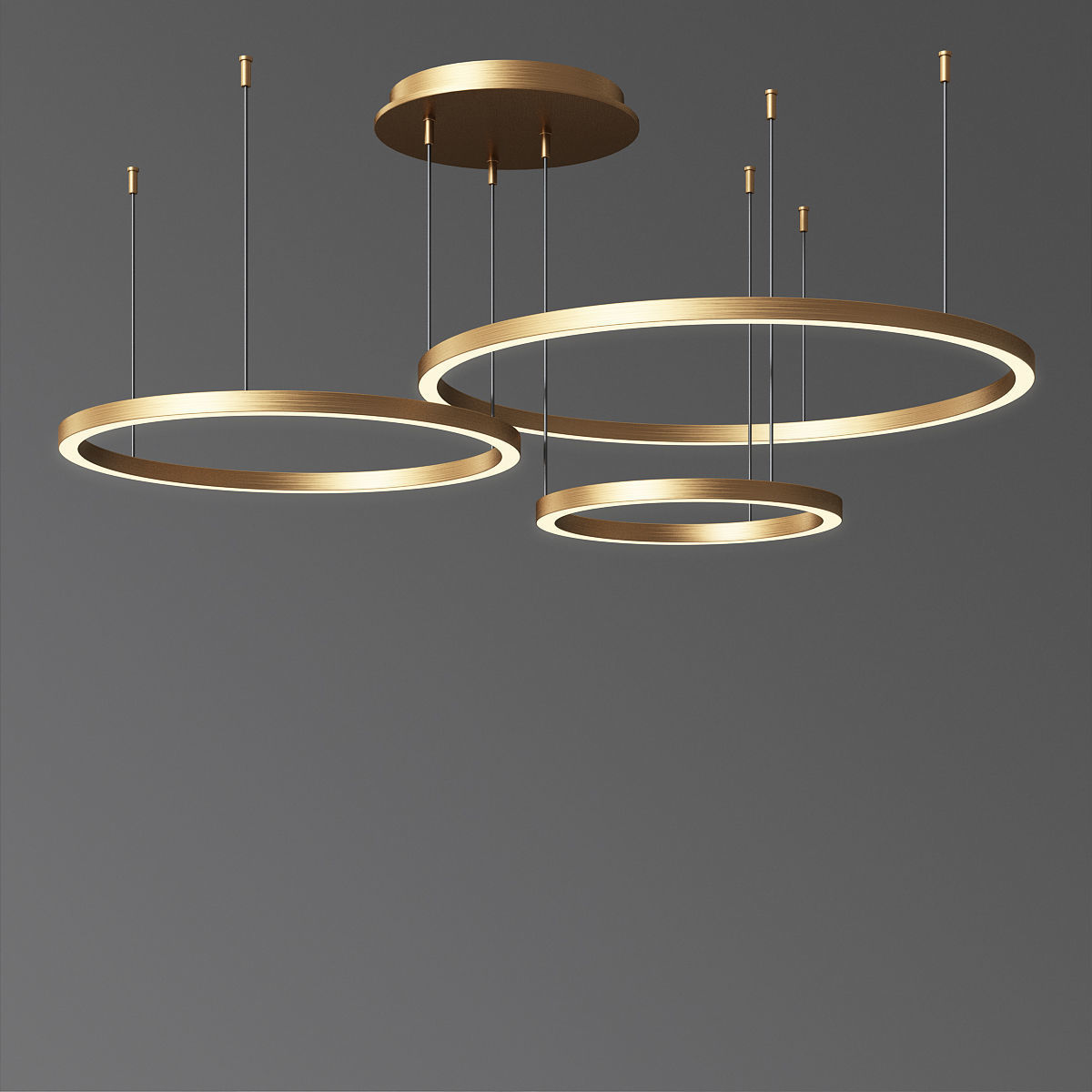 Art Deco Small and Large Hoops Led Ring Chandelier 3D model_1