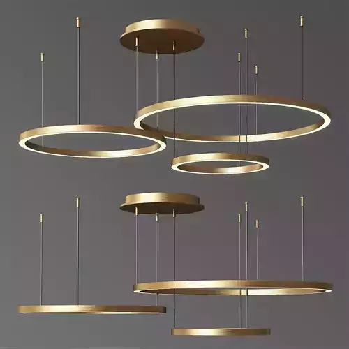 Art Deco Small and Large Hoops Led Ring Chandelier