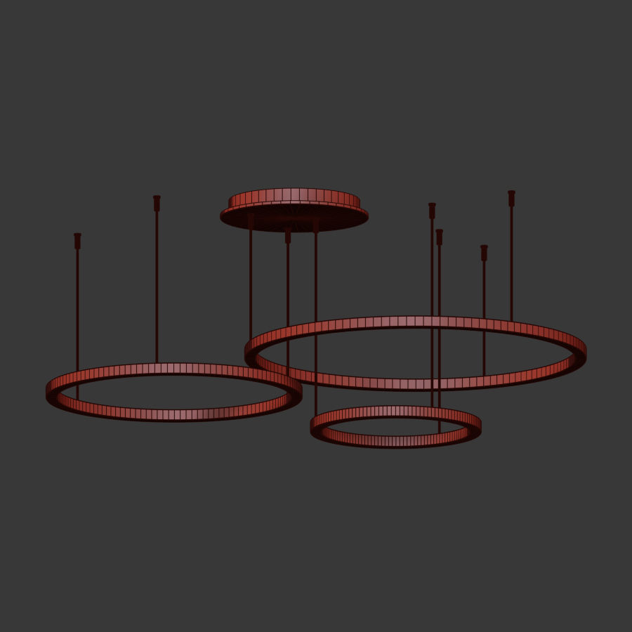 Art Deco Small and Large Hoops Led Ring Chandelier 3D model_4