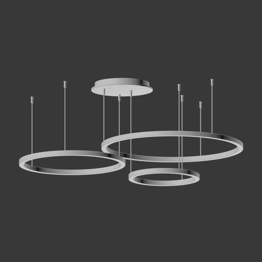 Art Deco Small and Large Hoops Led Ring Chandelier 3D model_3