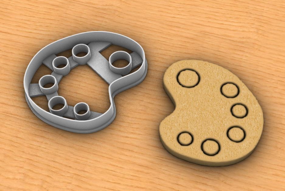 Painting palette cookie cutter 3D print model_5