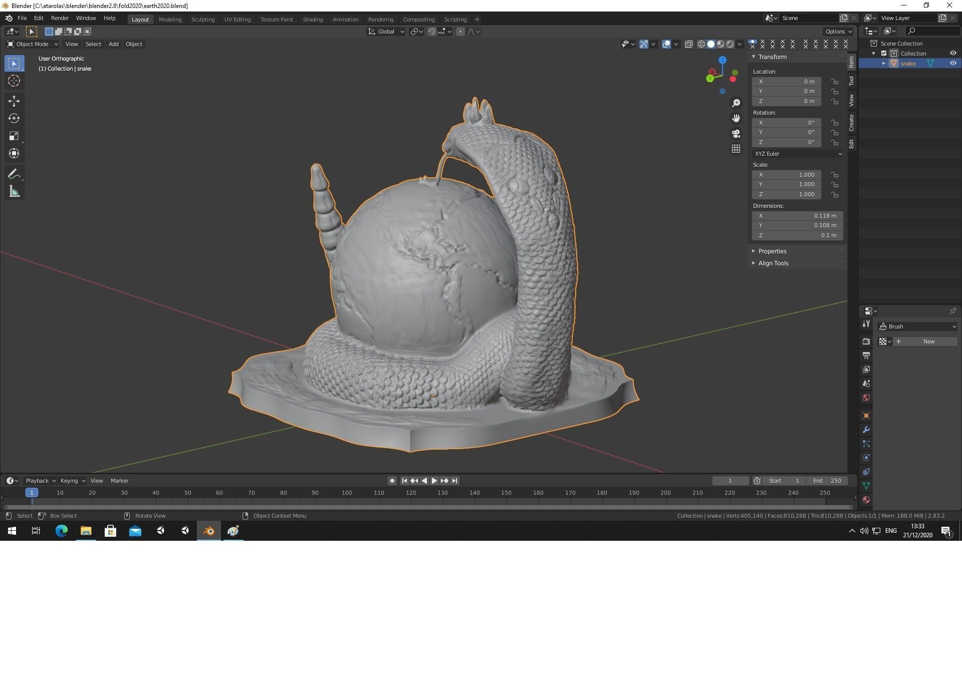 Erth2020 statue of snake on table 3D print model_2