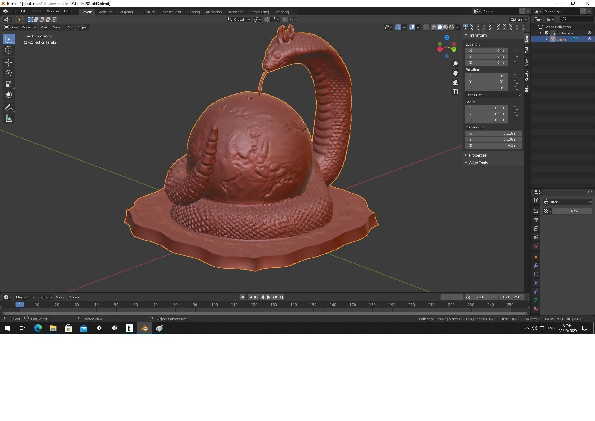 Erth2020 statue of snake on table 3D print model_8
