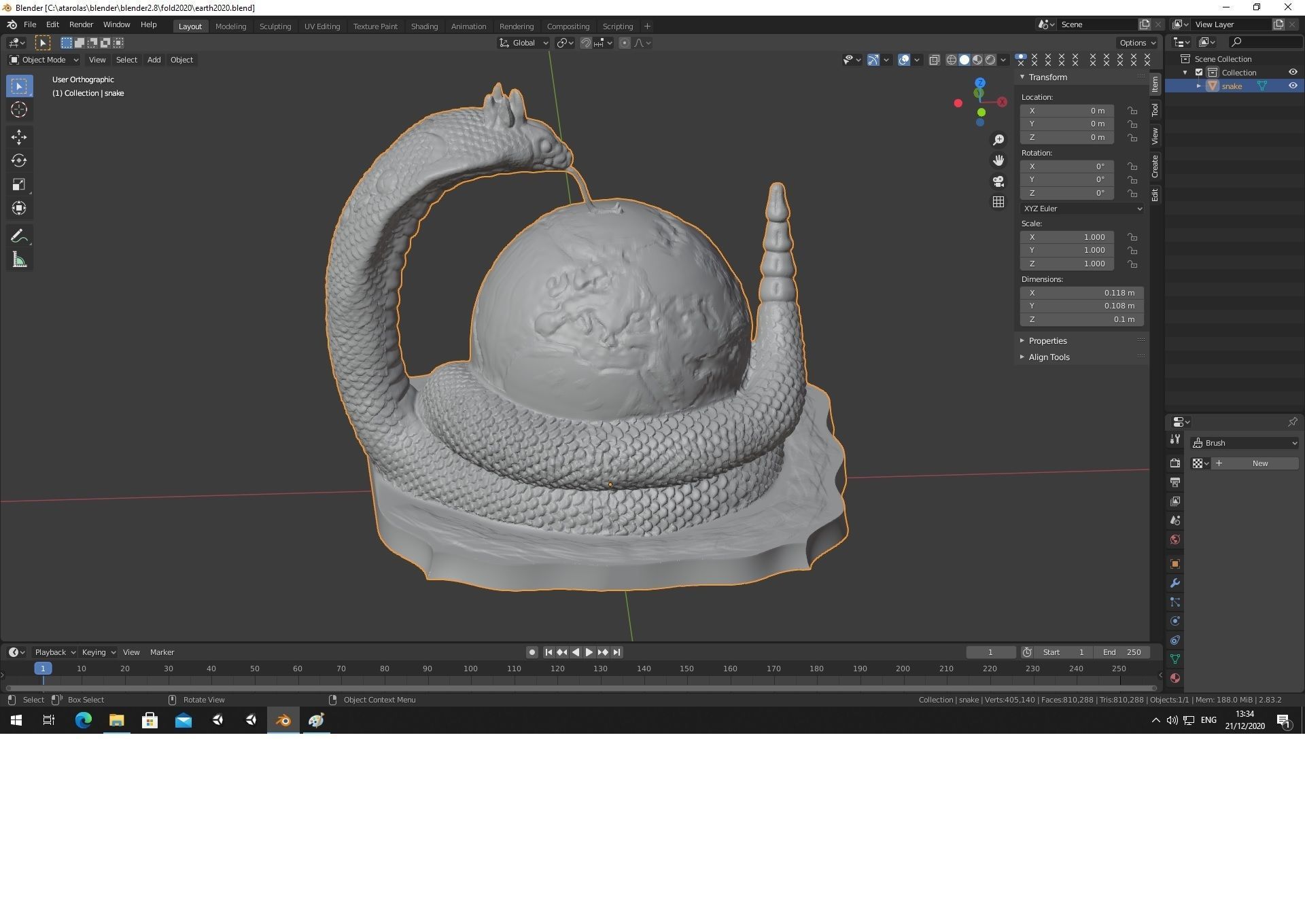 Erth2020 statue of snake on table 3D print model_3