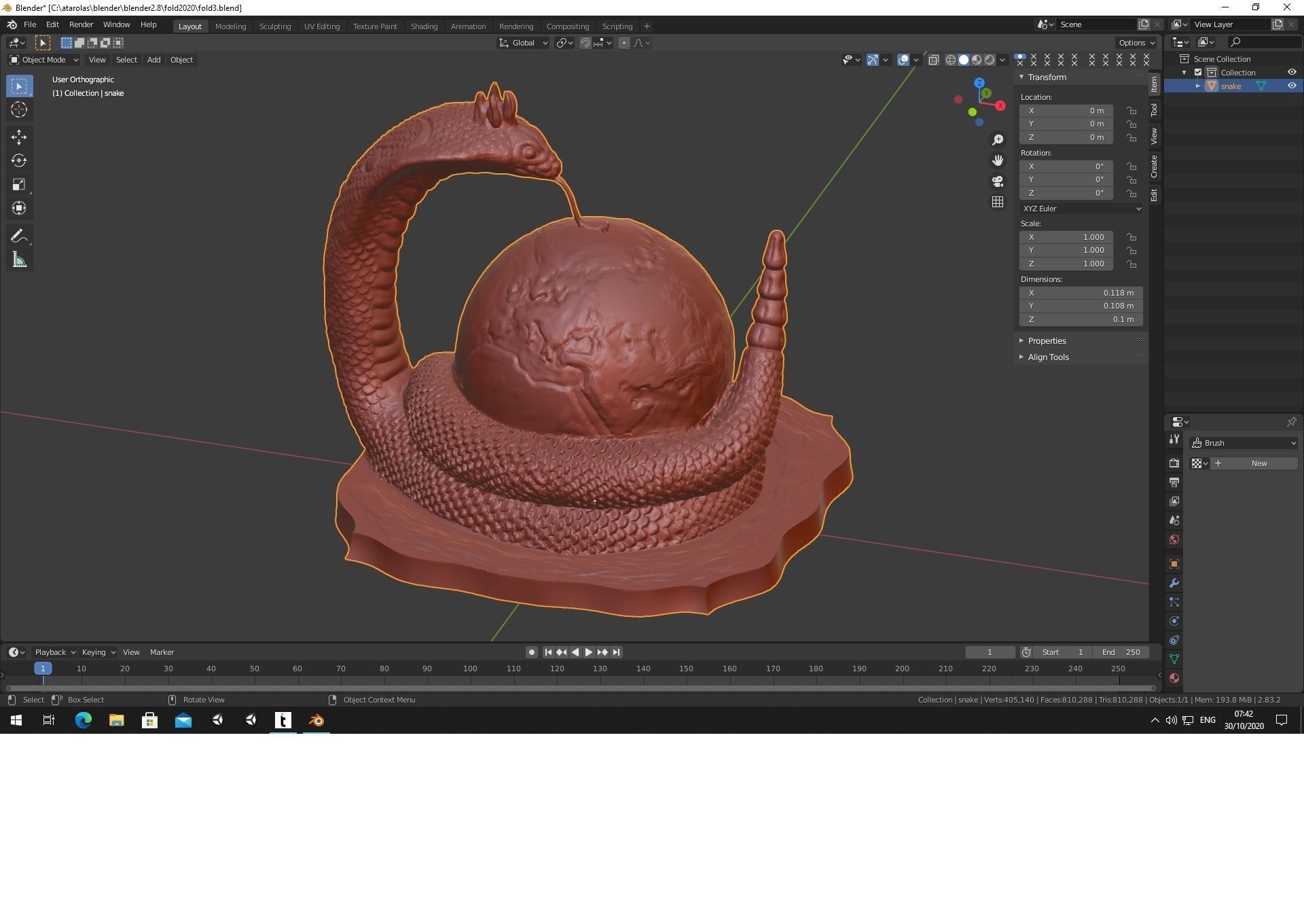 Erth2020 statue of snake on table 3D print model_7
