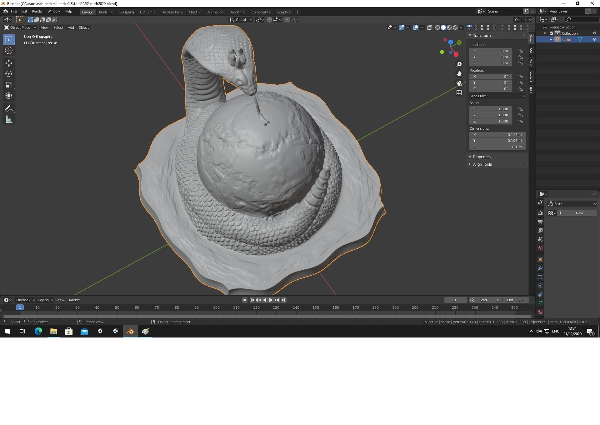 Erth2020 statue of snake on table 3D print model_4