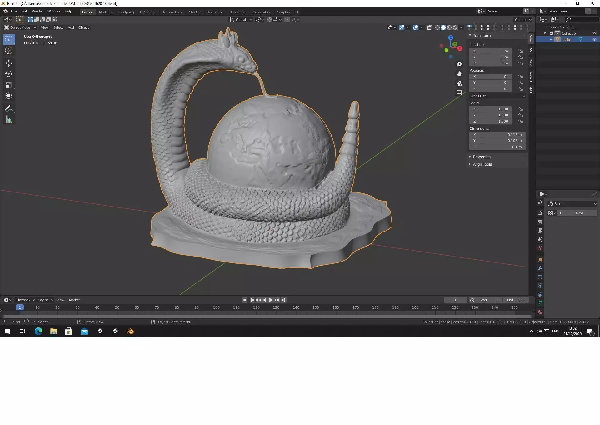 Erth2020 statue of snake on table 3D print model_0