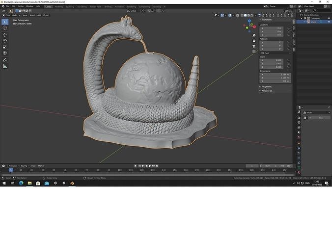 Erth2020 statue of snake on table 3D print model
