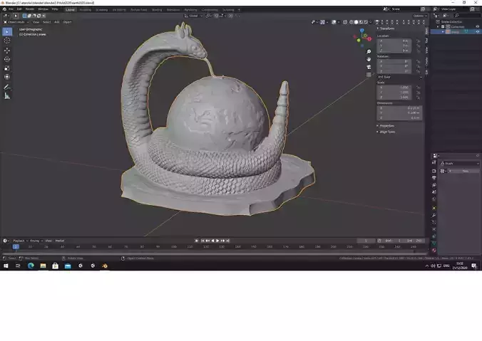 Erth2020 statue of snake on table