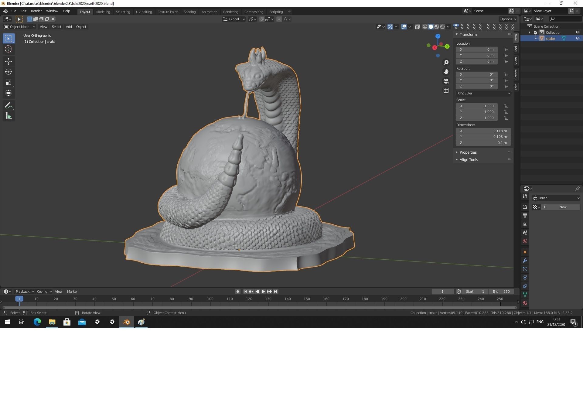 Erth2020 statue of snake on table 3D print model_1