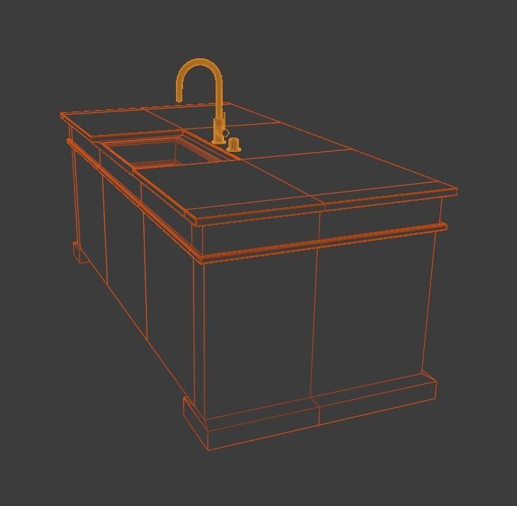 3D model Modern Kitchen Counter Top with Sink VR / AR / low-poly | CGTrader