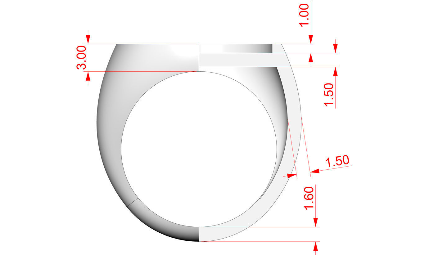 Signet rings set ROUND top 3D print model_10