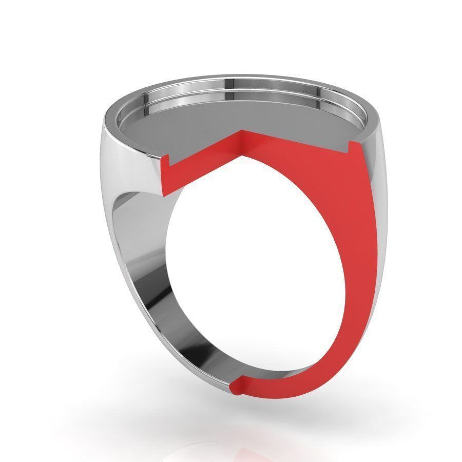 Signet rings set ROUND top 3D print model_5