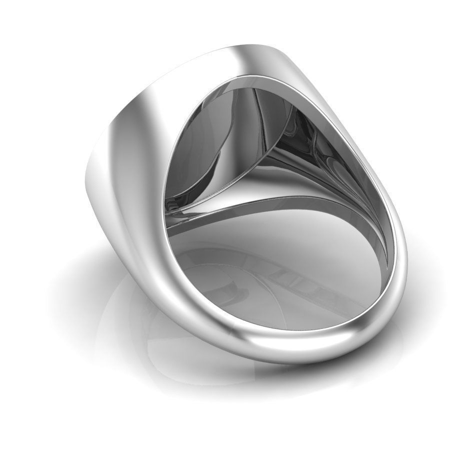 Signet rings set ROUND top 3D print model_3