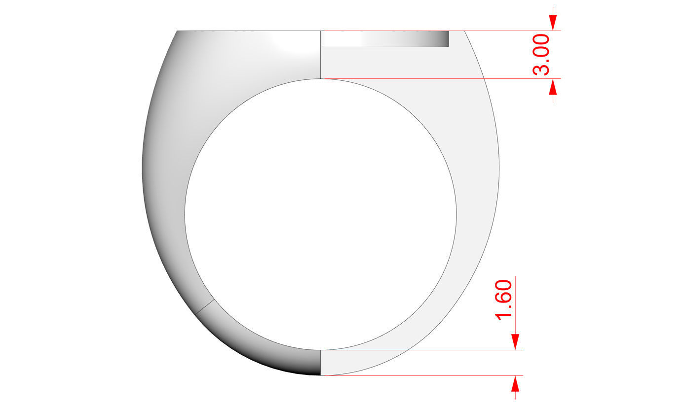 Signet rings set ROUND top 3D print model_9