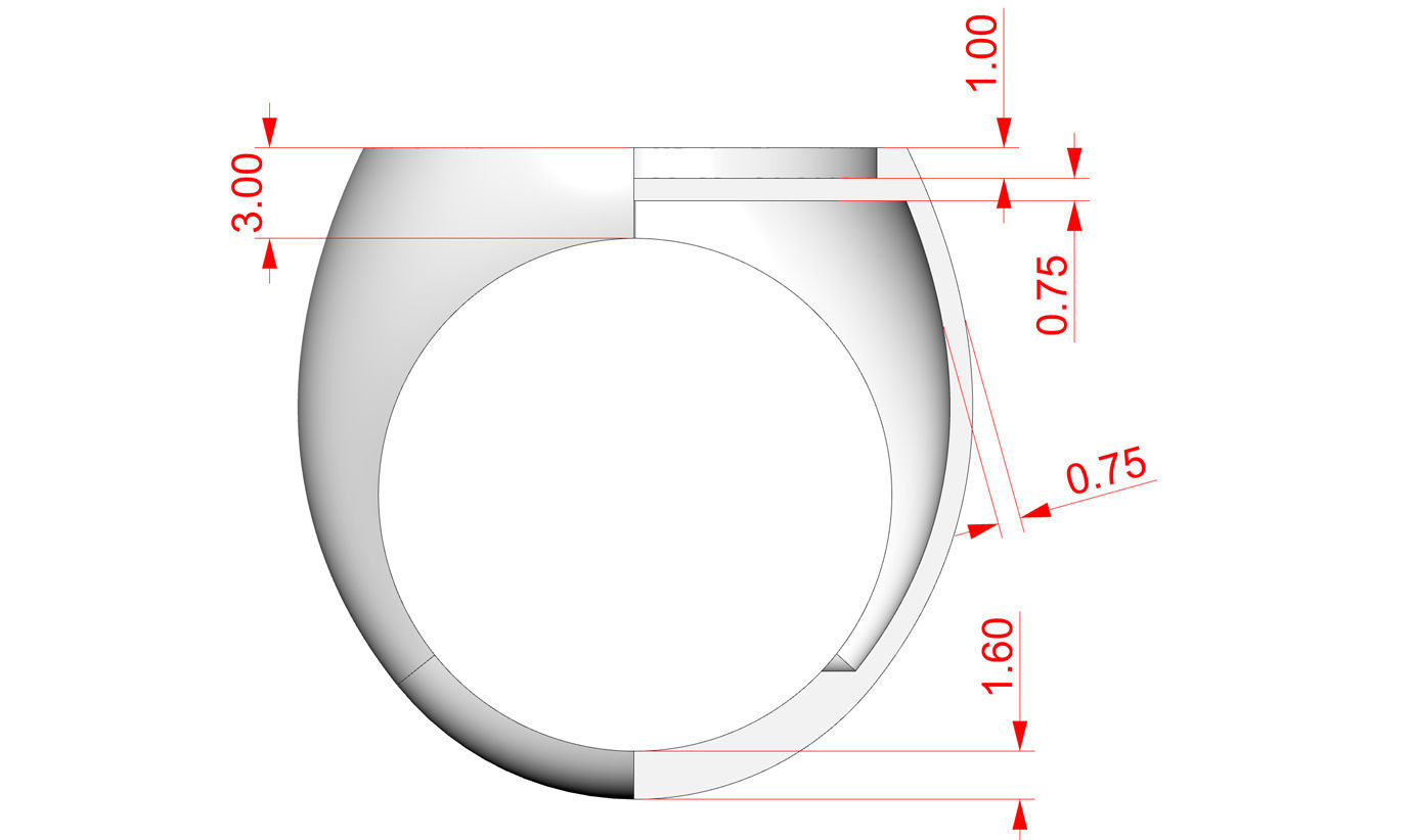 Signet rings set ROUND top 3D print model_11