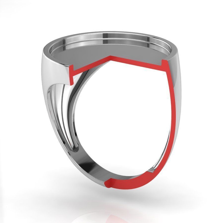 Signet rings set ROUND top 3D print model_7