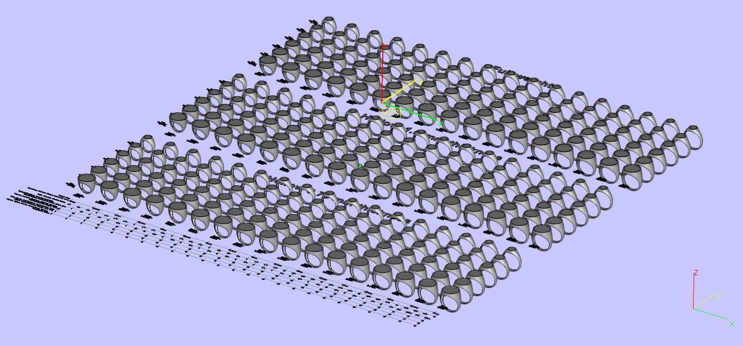 Signet rings set ROUND top 3D print model_12