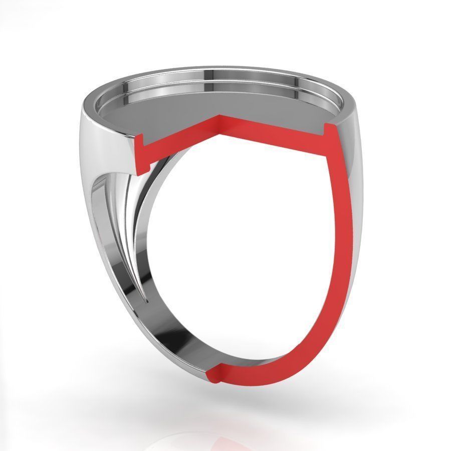 Signet rings set ROUND top 3D print model_6
