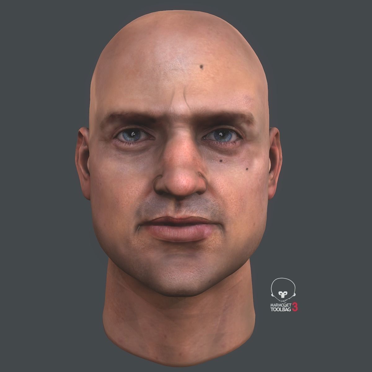 Male head PBR Realistic low poly Low-poly 3D model Low-poly 3D model_7