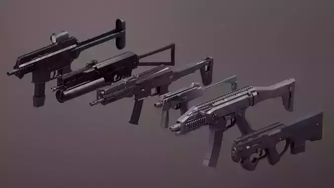Submachinegun Set 1 gun Low-poly 3D model