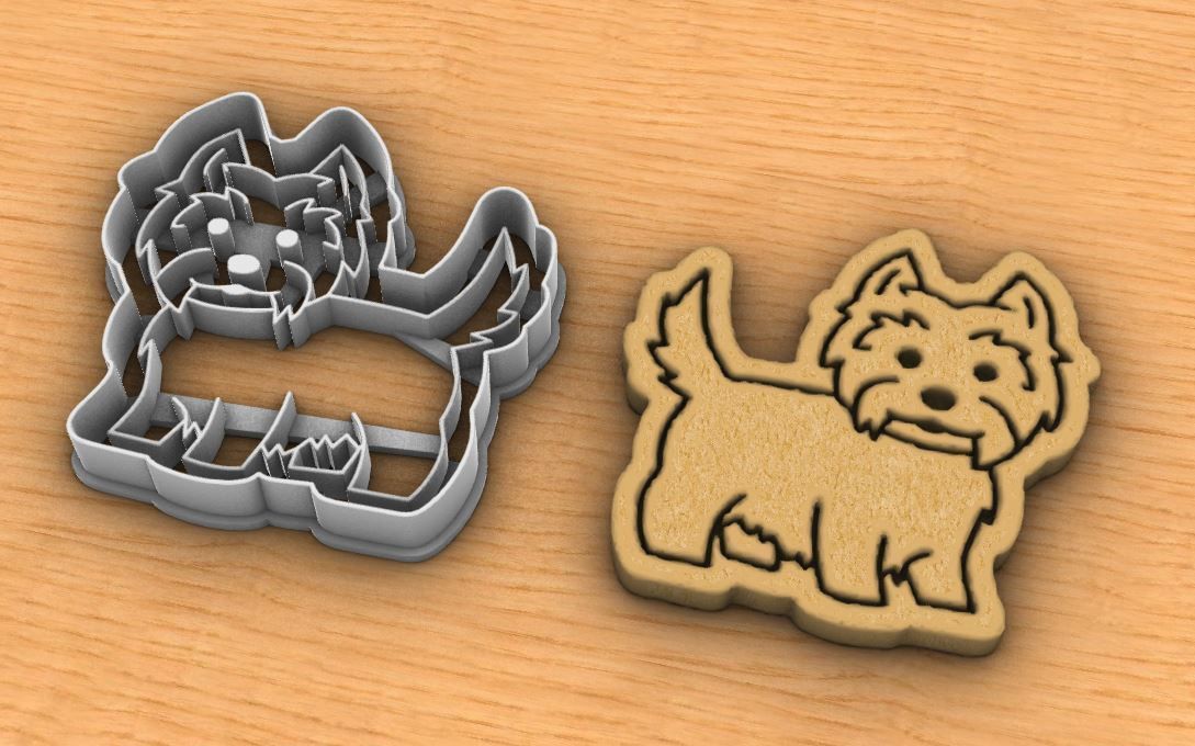 West Terrier dog cookie cutter 3D print model_5