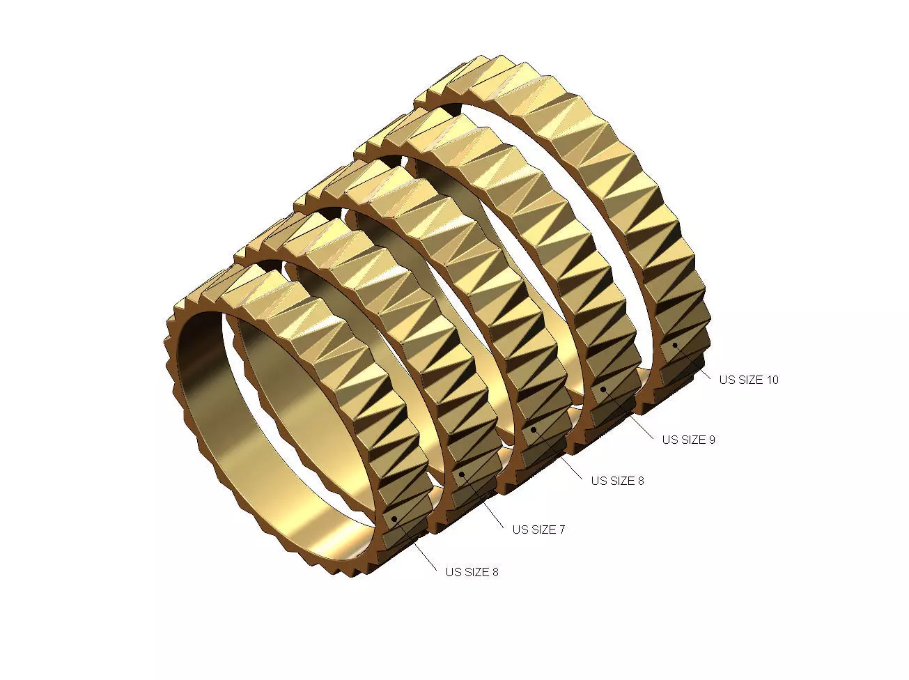 Triangular facets motif band 3D print model