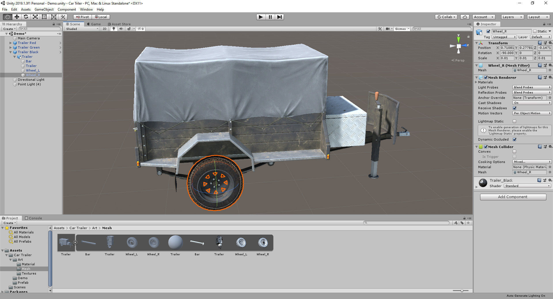 Car Trailer for Unity3D Low-poly 3D model_3