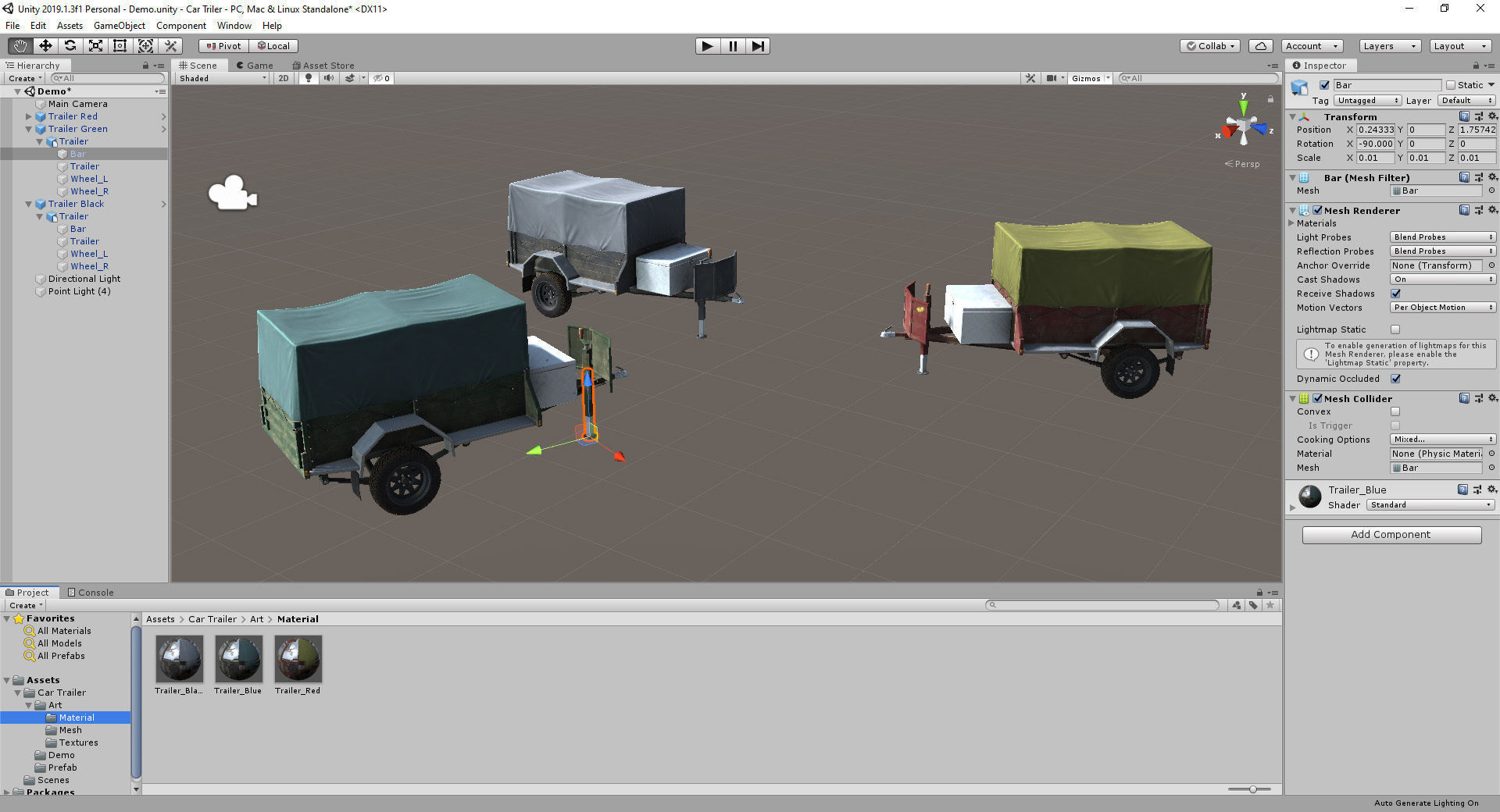 Car Trailer for Unity3D Low-poly 3D model_4