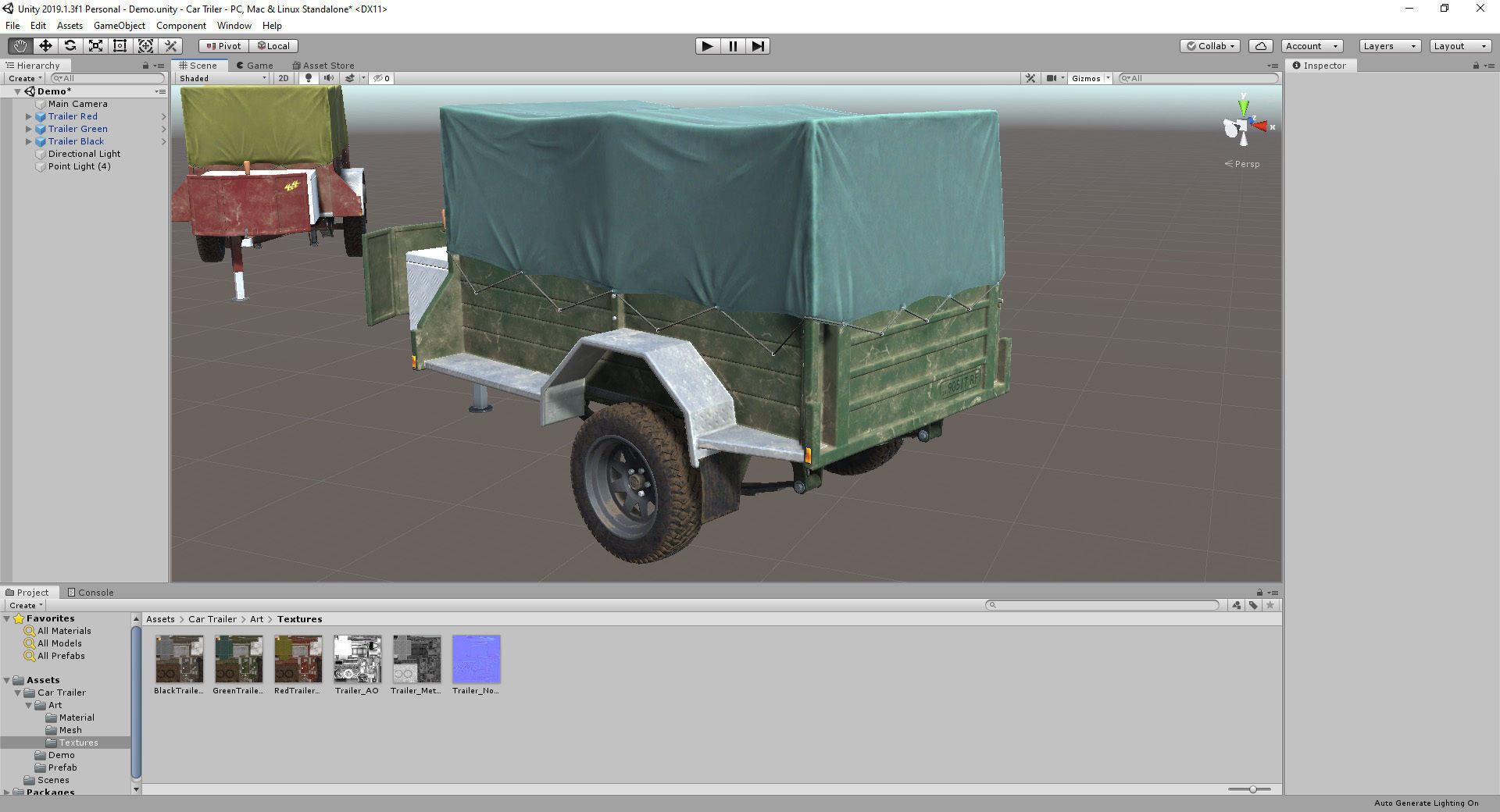 Car Trailer for Unity3D Low-poly 3D model_1
