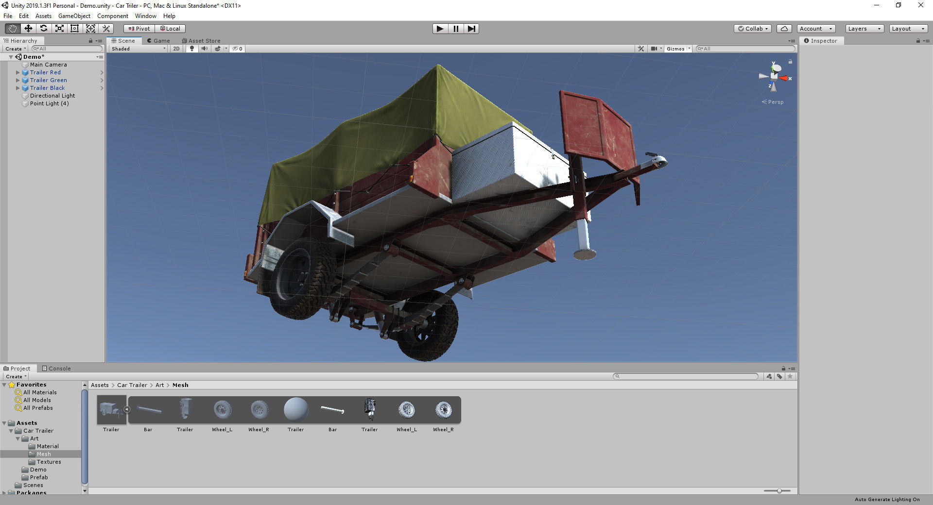 Car Trailer for Unity3D Low-poly 3D model_2