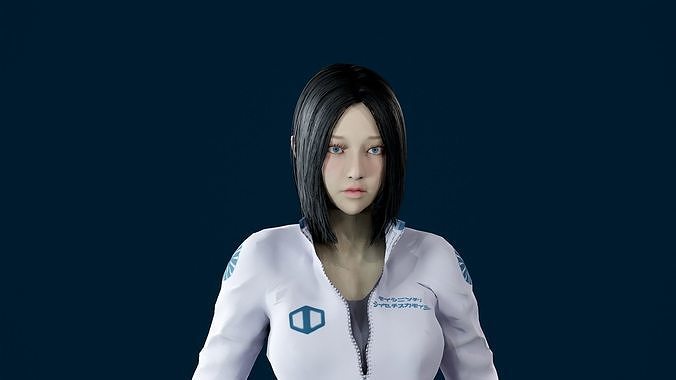 Cyberpunk girl  medic Low-poly 3D model