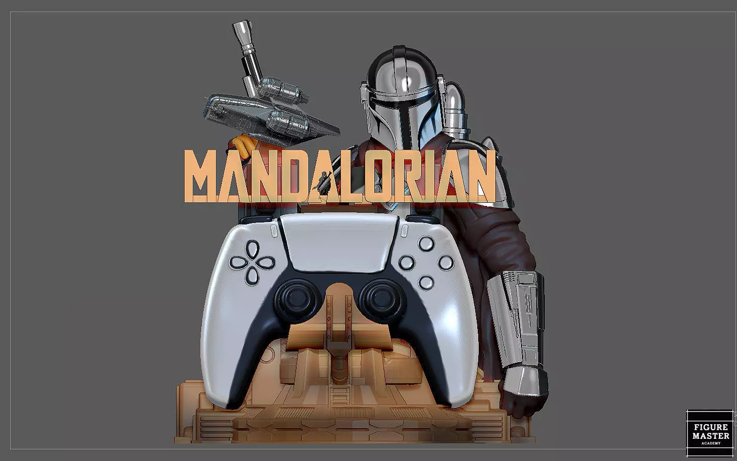 MANDALORIAN PS5 PS4 CONTROLLER HOLDER MODEL STARWARS DISNEY 3D print model_0