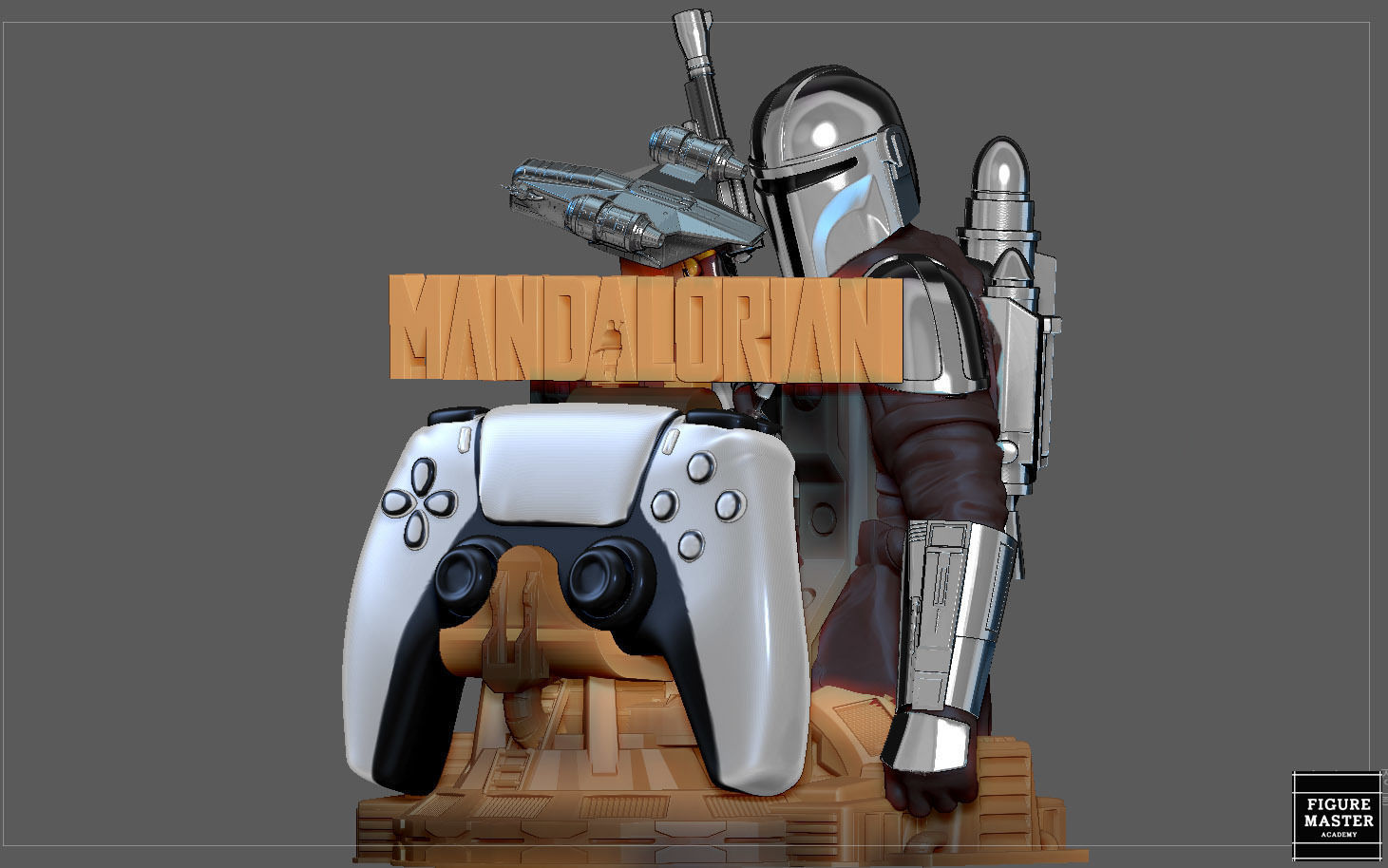 MANDALORIAN PS5 PS4 CONTROLLER HOLDER MODEL STARWARS DISNEY 3D print model_3