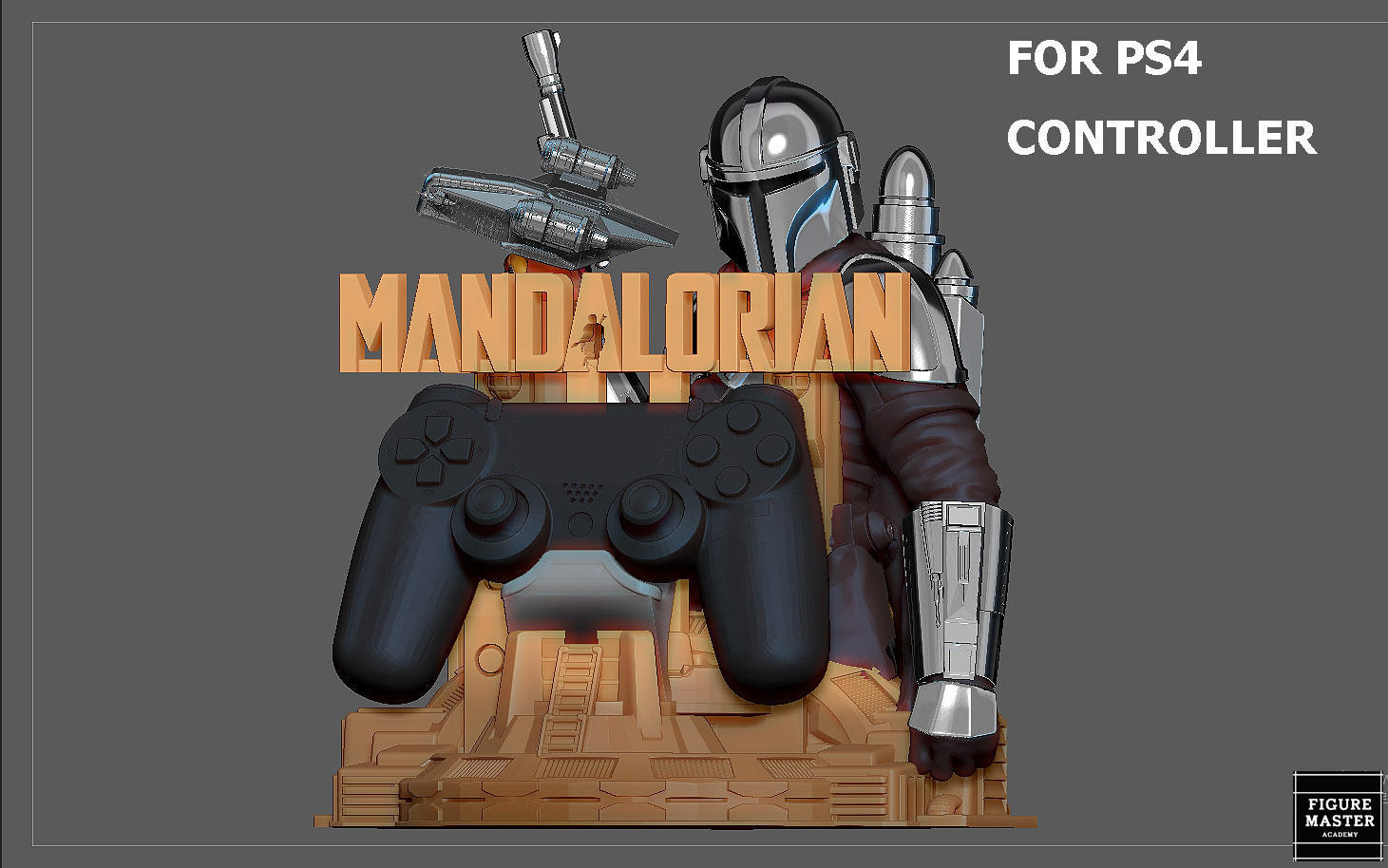 MANDALORIAN PS5 PS4 CONTROLLER HOLDER MODEL STARWARS DISNEY 3D print model_4
