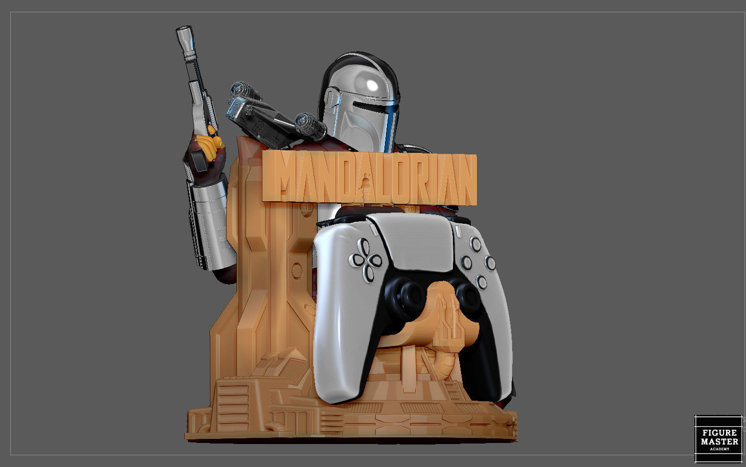 MANDALORIAN PS5 PS4 CONTROLLER HOLDER MODEL STARWARS DISNEY 3D print model_7