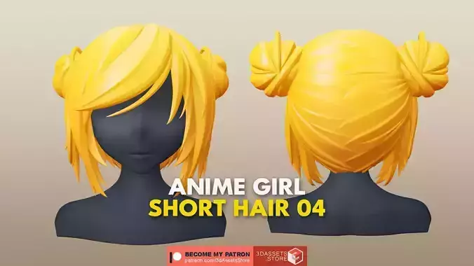 Character - Anime Girl Short Hair 04 Low-poly 3D model
