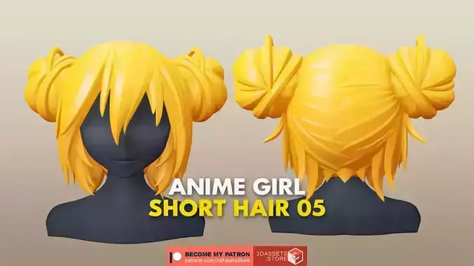Character - Anime Girl Short Hair 05 Low-poly 3D model