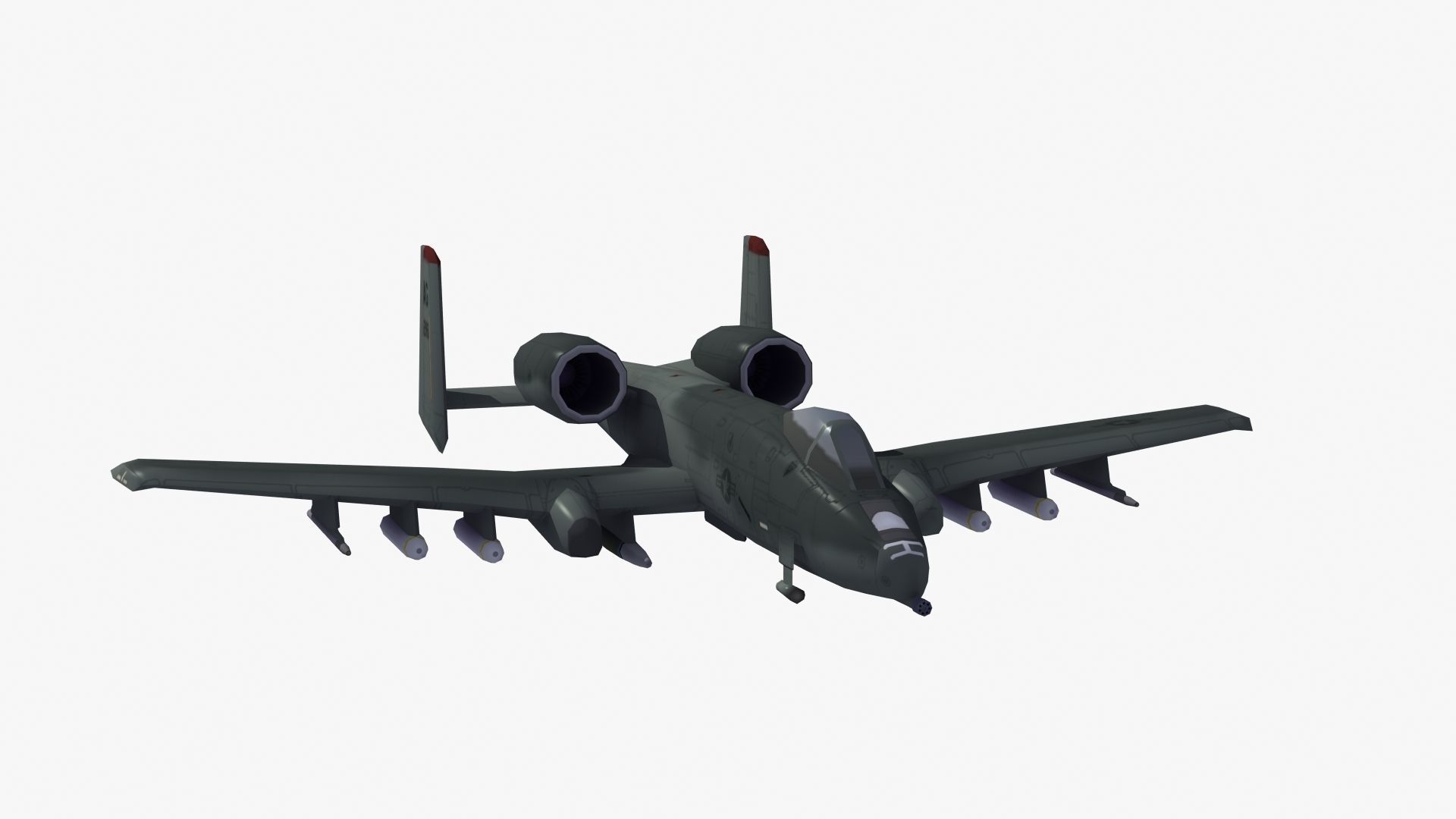 A10 Warthog Low-poly 3D model_47
