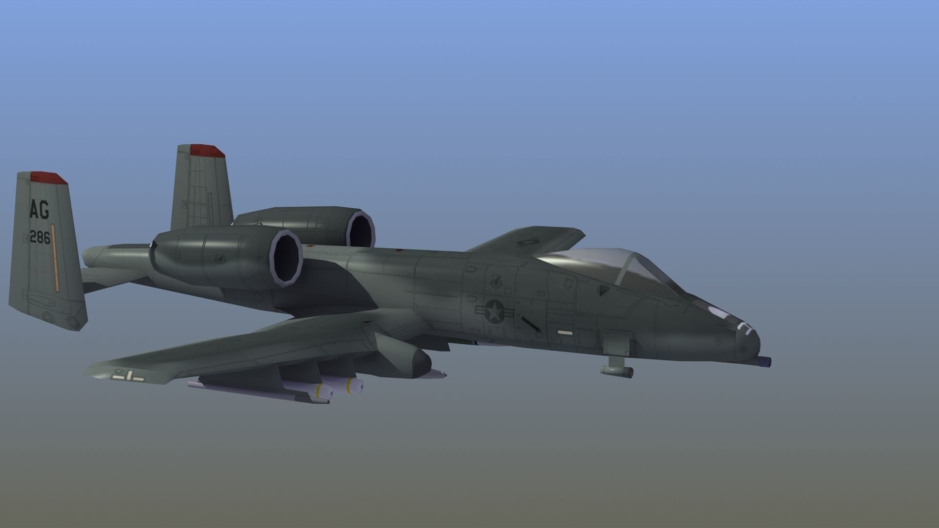 A10 Warthog Low-poly 3D model_24