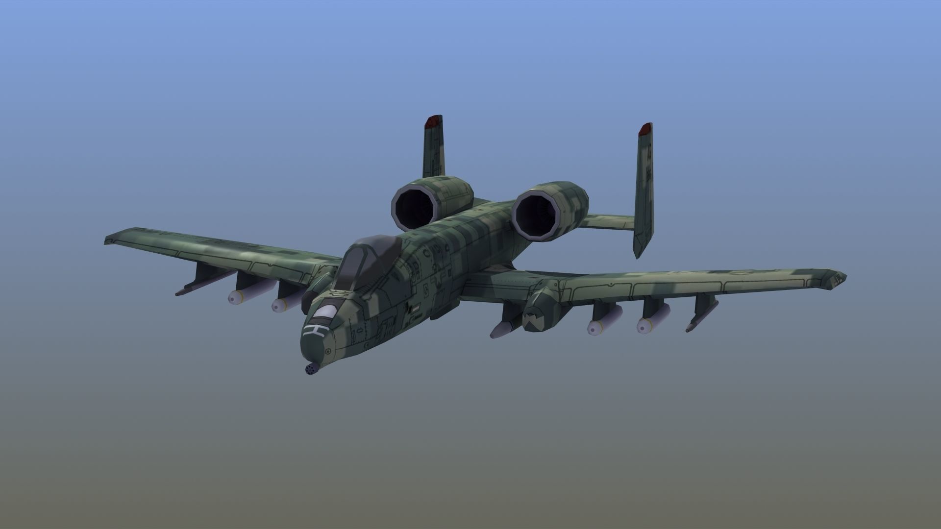 A10 Warthog Low-poly 3D model_14