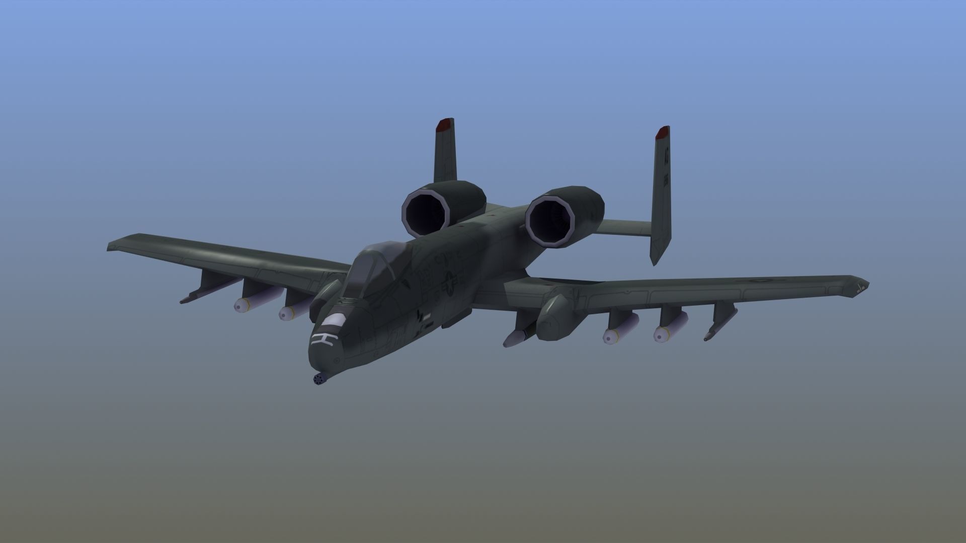 A10 Warthog Low-poly 3D model_32