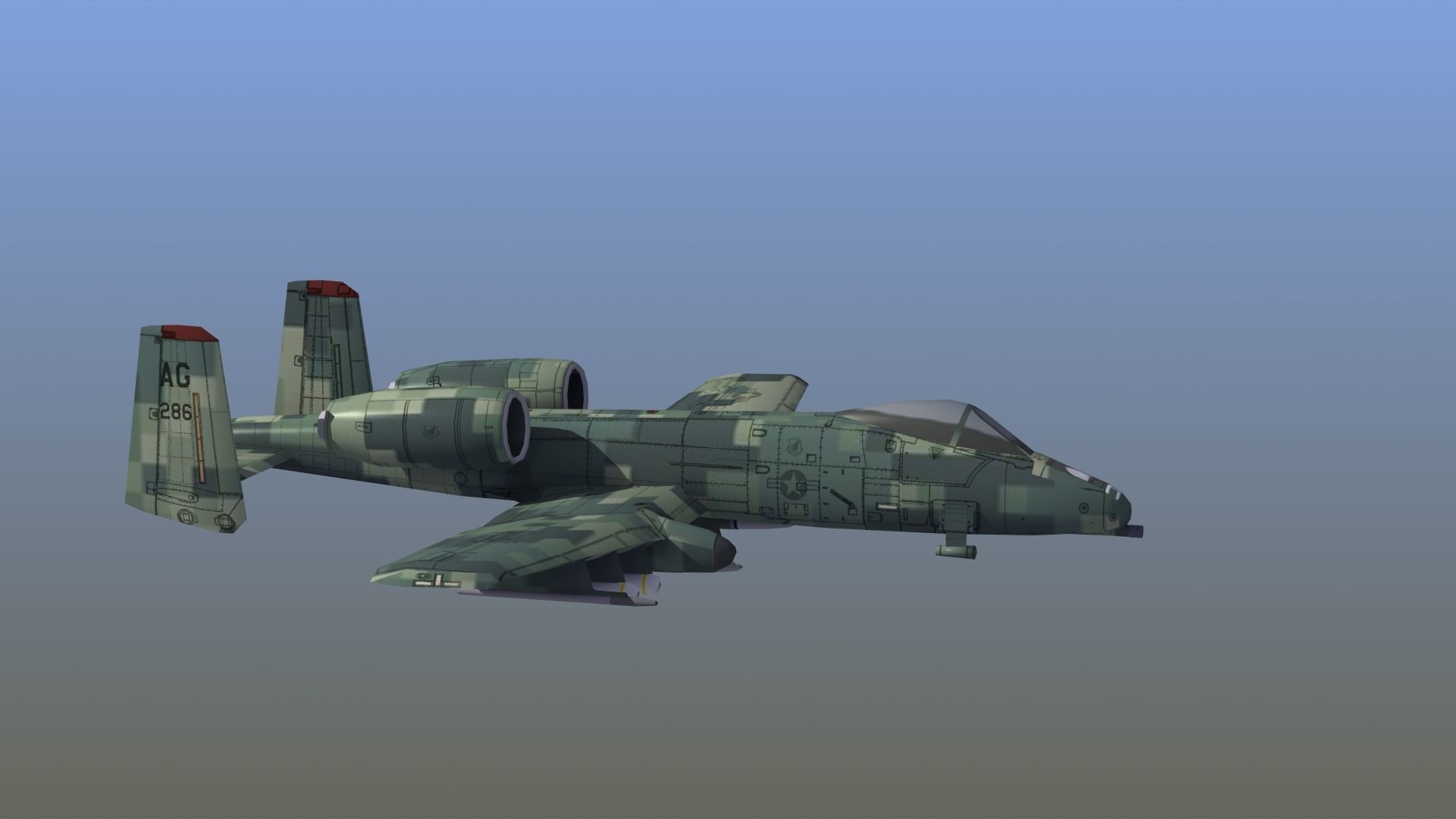 A10 Warthog Low-poly 3D model_8