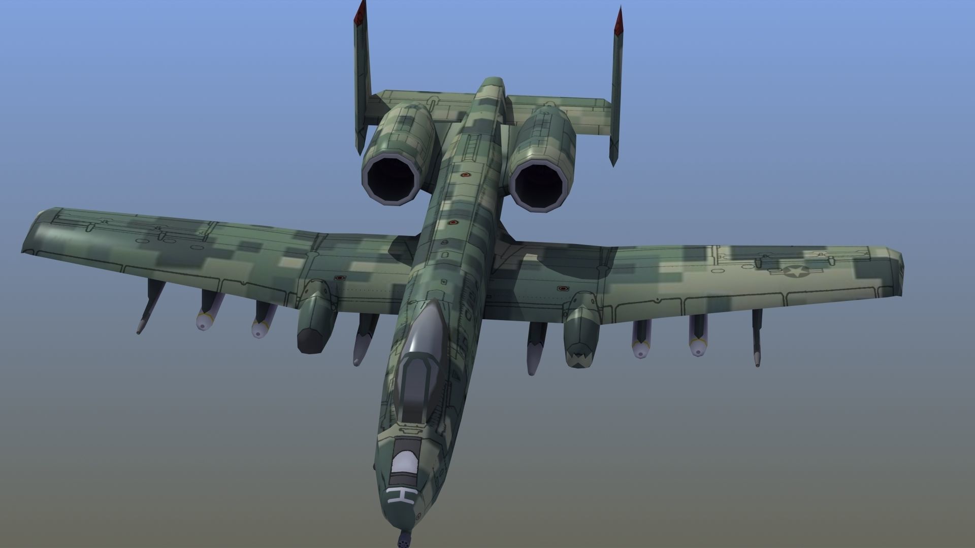 A10 Warthog Low-poly 3D model_1