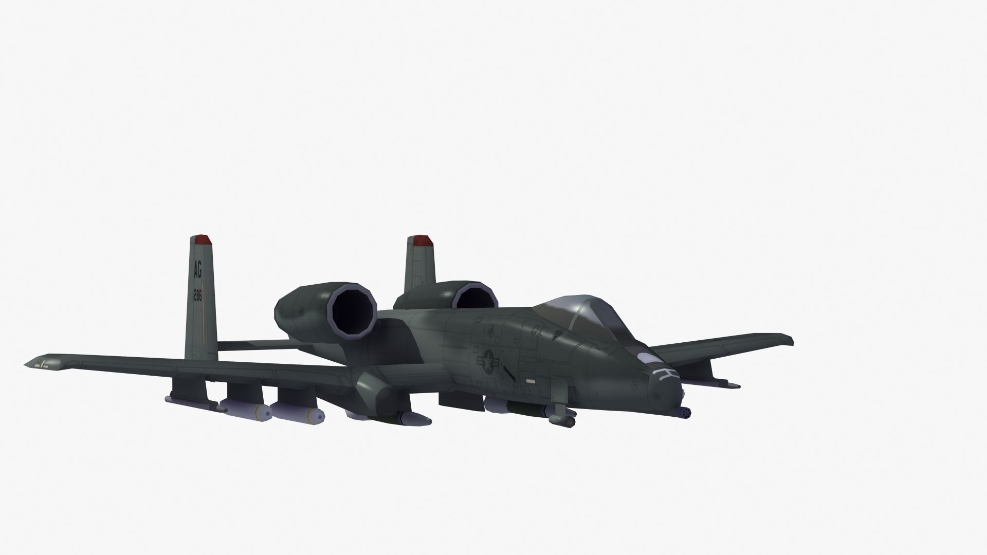A10 Warthog Low-poly 3D model_46