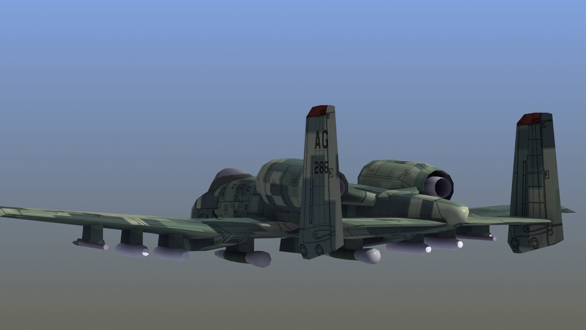 A10 Warthog Low-poly 3D model_4