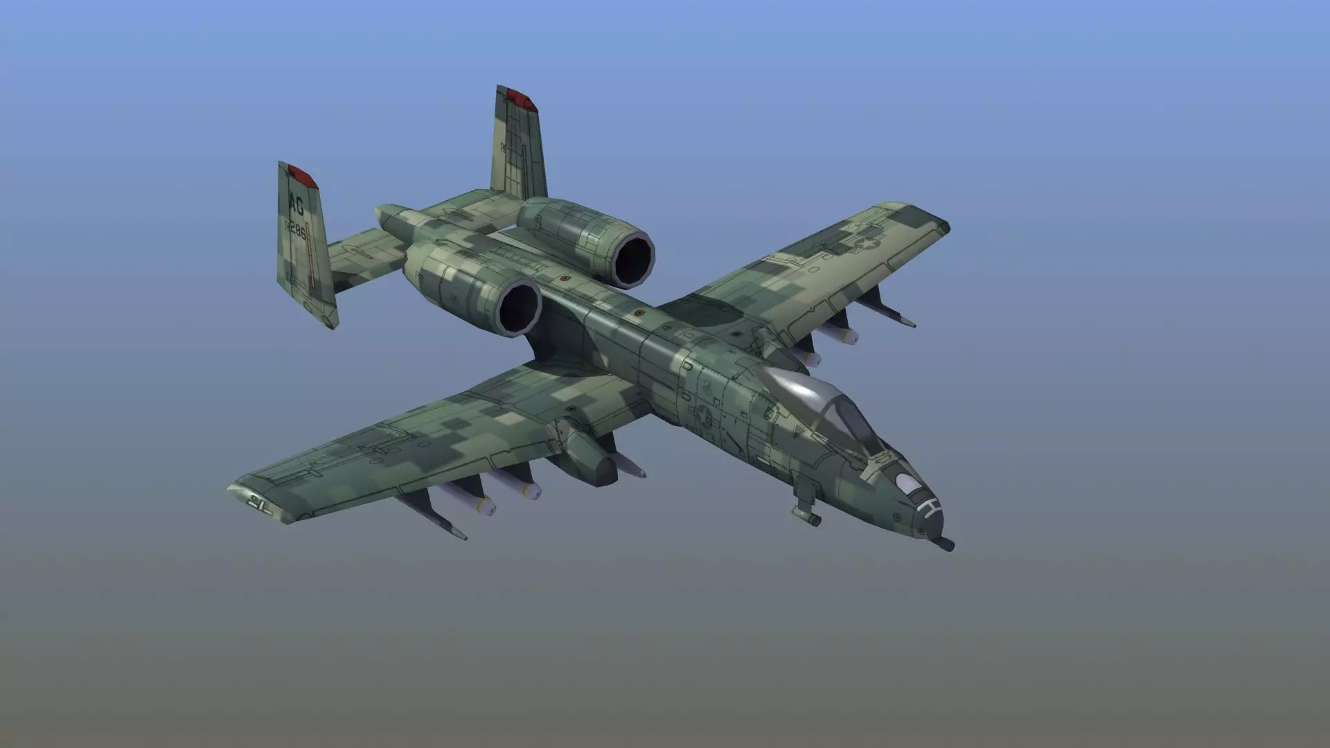 A10 Warthog Low-poly 3D model_0