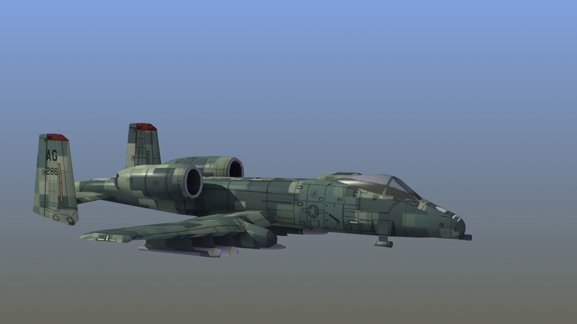 A10 Warthog Low-poly 3D model_10