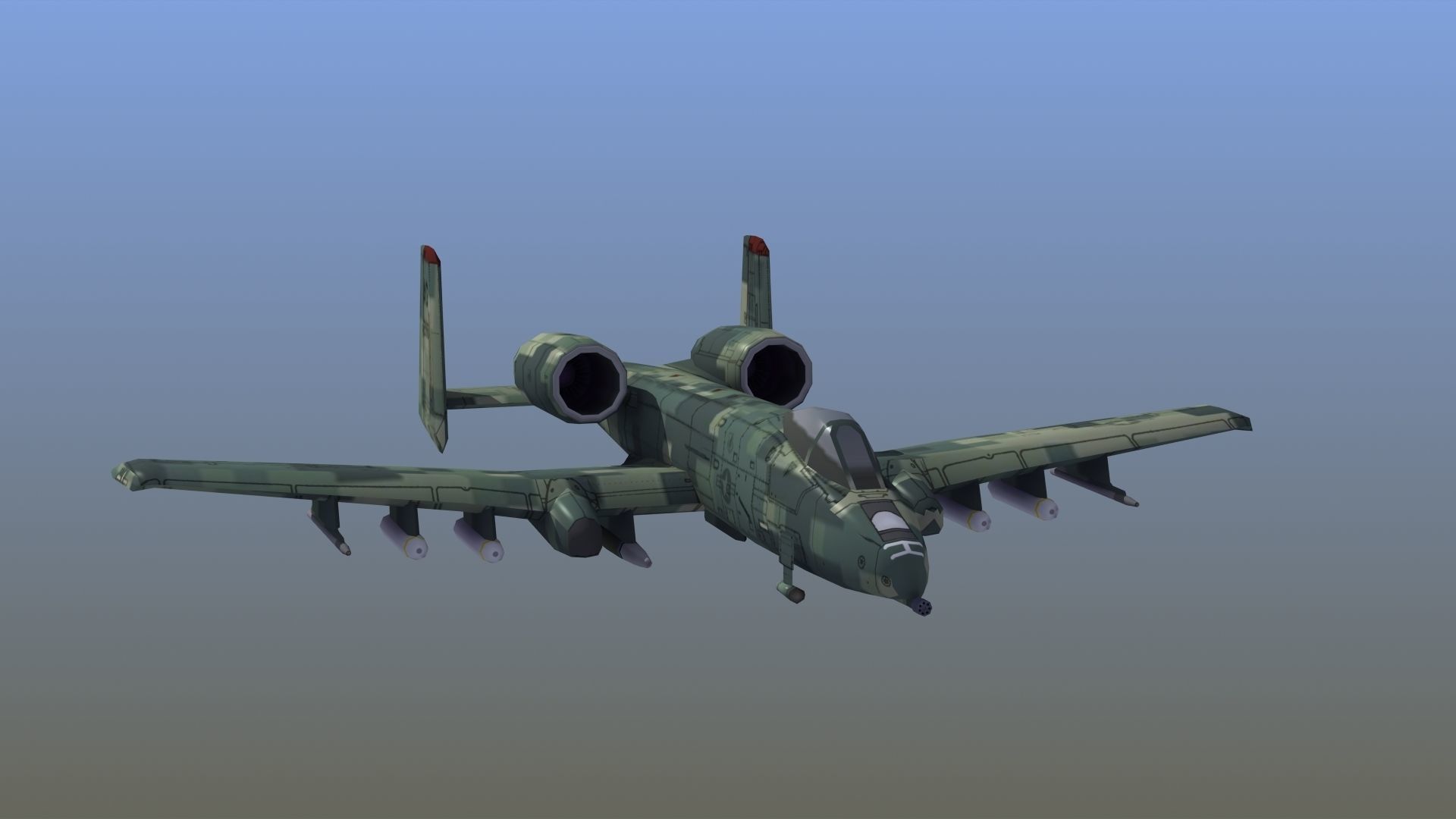 A10 Warthog Low-poly 3D model_12